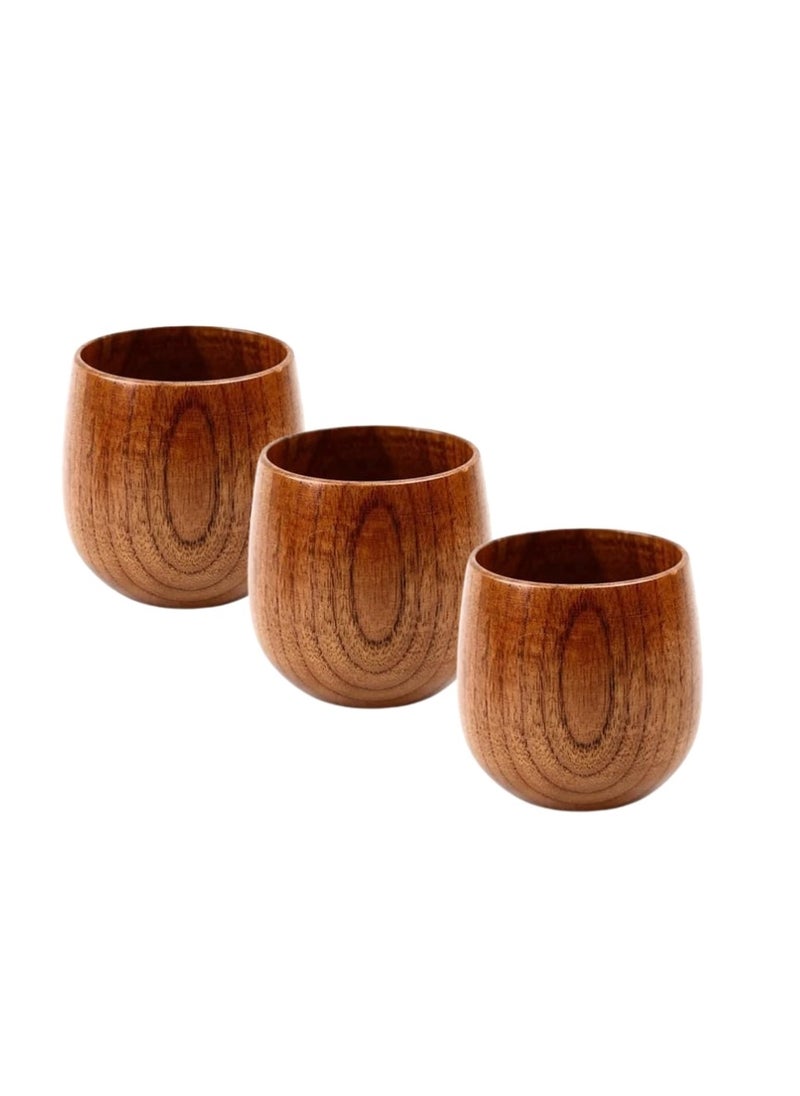 Liying 3Pcs Wooden Tea u0026 Coffee Cup 125ml, Japanese Tea Cup Solid Wood Drinking Cup Teacup Glass for Milk, Hot Drinks