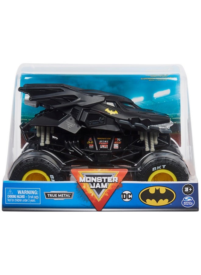 Official Batman Monster Truck - Retro Batmobile Collector 1:24 Scale Die-Cast Vehicle - Chrome Rims And Bkt Tread Tires For Use In All Playsets - Collectible For Fans & Birthday Parties