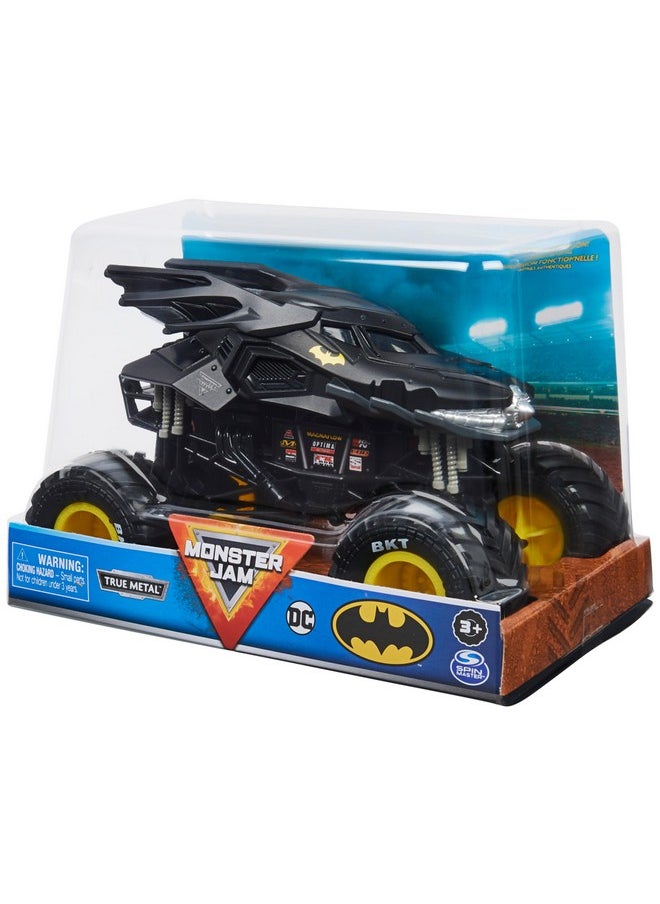 Official Batman Monster Truck - Retro Batmobile Collector 1:24 Scale Die-Cast Vehicle - Chrome Rims And Bkt Tread Tires For Use In All Playsets - Collectible For Fans & Birthday Parties