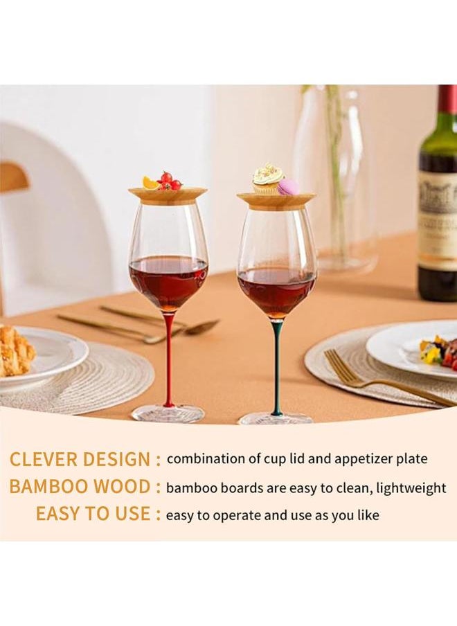 6Pcs Wine Glass Charcuterie Topper, Charcuterie Wine Glass Topper, Bamboo Wine Glass Topper Coasters，Wine Charcuterie Topper with Party Wine Accessories Housewarming Gifts