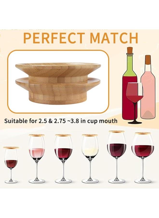 6Pcs Wine Glass Charcuterie Topper, Charcuterie Wine Glass Topper, Bamboo Wine Glass Topper Coasters，Wine Charcuterie Topper with Party Wine Accessories Housewarming Gifts