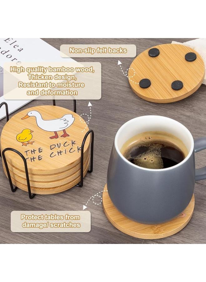 Friends Bamboo Wood Coasters Set, Friends TV Show Merchandise, Friends Gifts for Fans, Friends Merchandise Gifts, Set of 6 Friends Drink Coaster Set with Holder