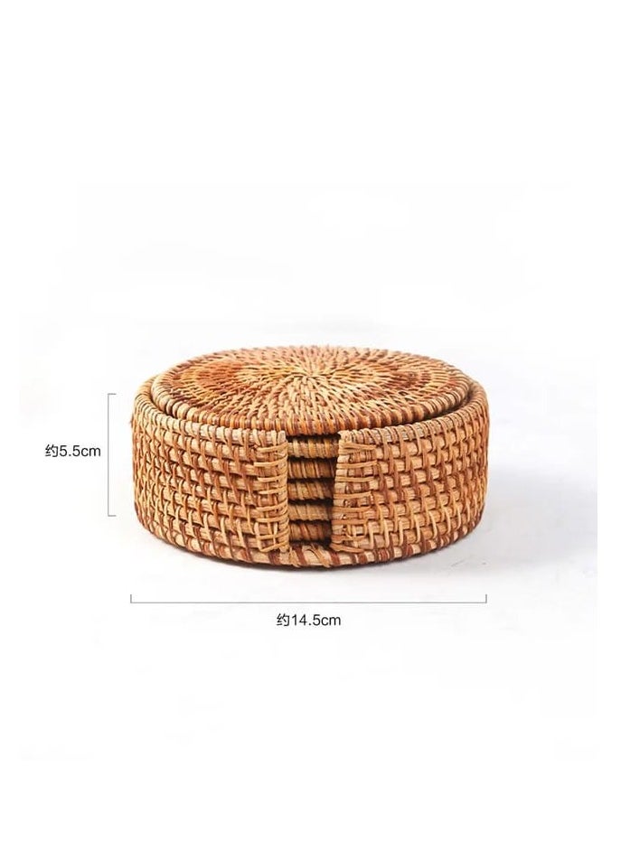 Liying 6pcs Handmade Natural Rattan Coasters for Drinks, Wicker Boho Coasters, Woven Coasters for Drinks | Heat Resistant Reusable Sauce