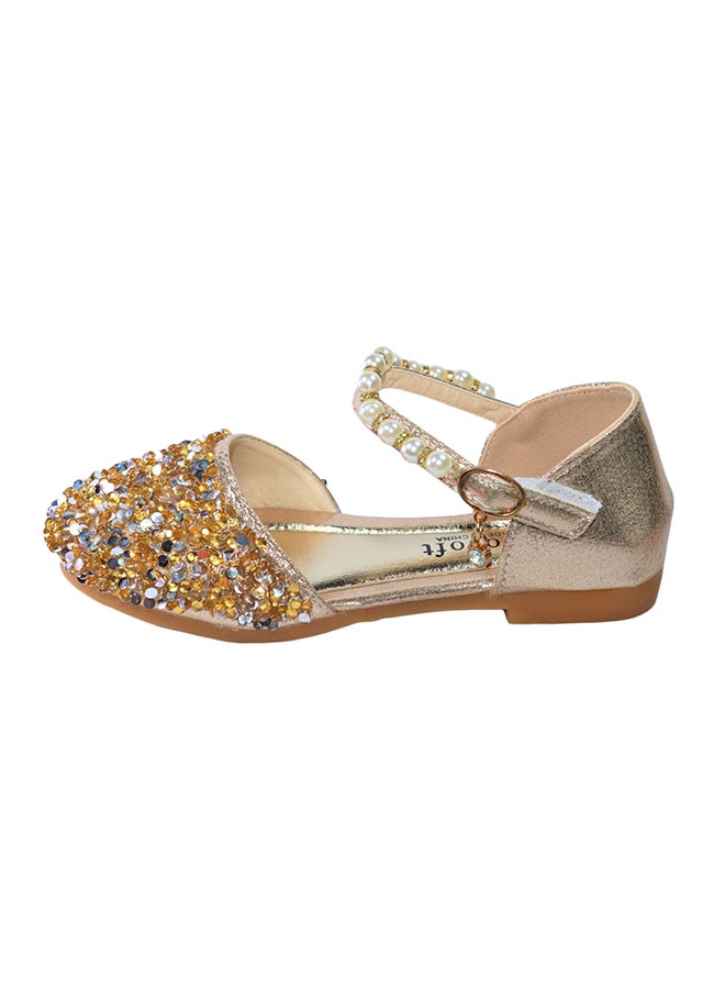 Girls Embellished Ballerinas Gold