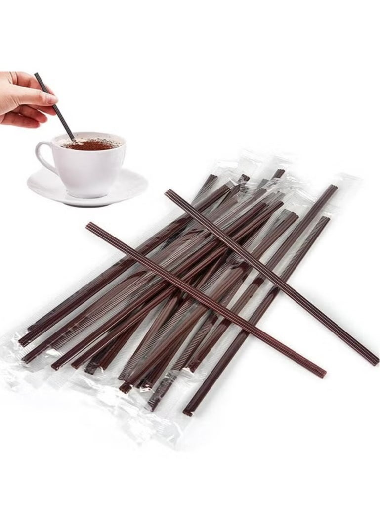 Coffee Stir Sticks Individual Wrapped, Disposable Coffee Straw Three-hole Design Stirring Rod Tea Beverage Stirrers Individually Hot Drinks for Party BBQ Camping Resturant, 100Pcs 170mm