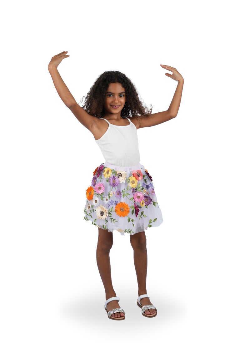 Floral colorful 3rd embrodery skirt