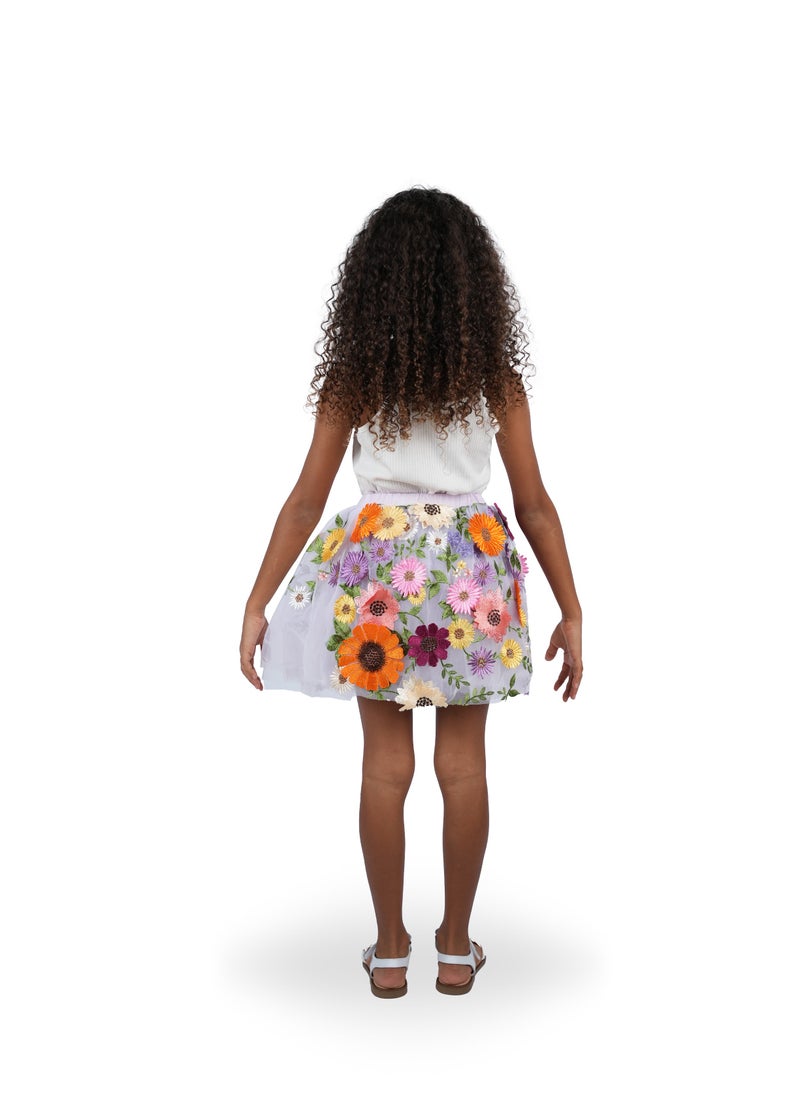 Floral colorful 3rd embrodery skirt