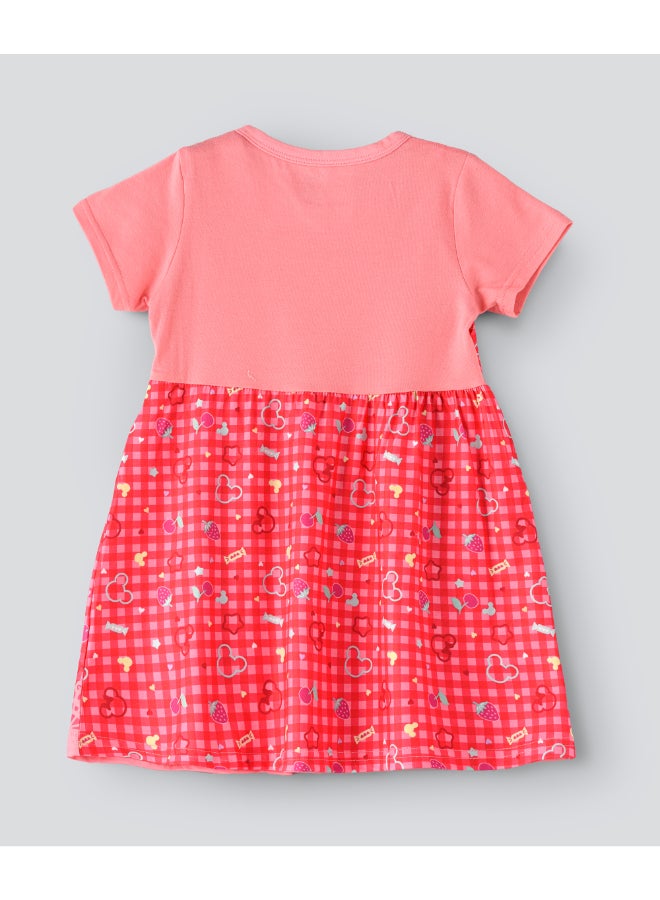 Printed Spaghetti Strap Dress With Attached Tees Red