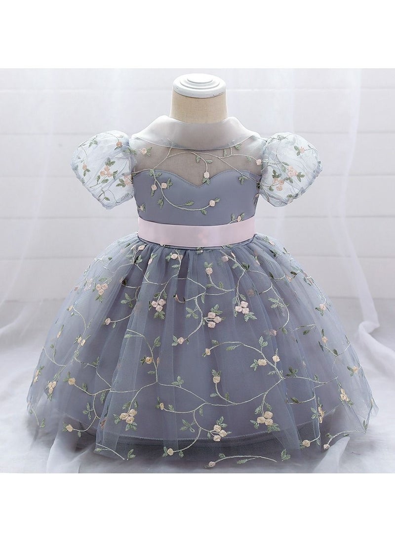 Stylish Fairy Flower Dress Grey