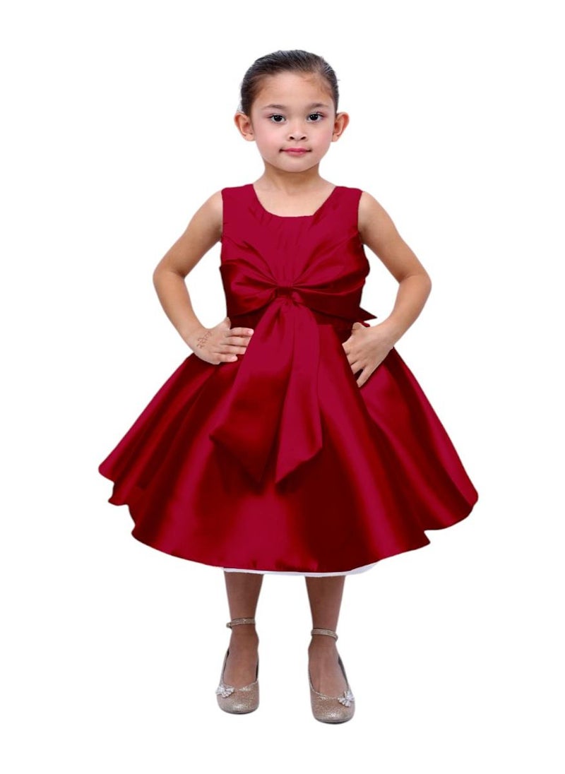 D' Daniela - Fluffy Party Dress with the Bowl in front for Girls - Burgundy