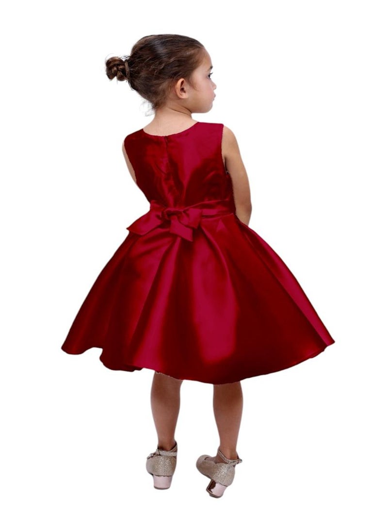 D' Daniela - Fluffy Party Dress with the Bowl in front for Girls - Burgundy