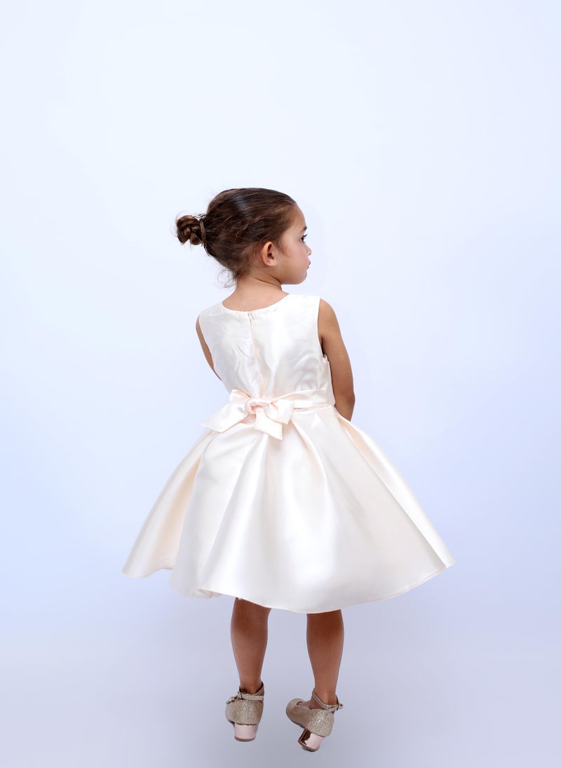 D' Daniela - Fluffy Party Dress with the Bowl in front for Girls Cream Colour