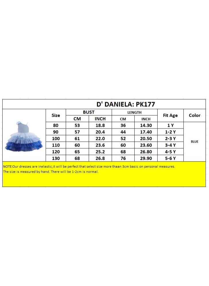 D' Daniela - Emelly Blue Colorful Party Dress