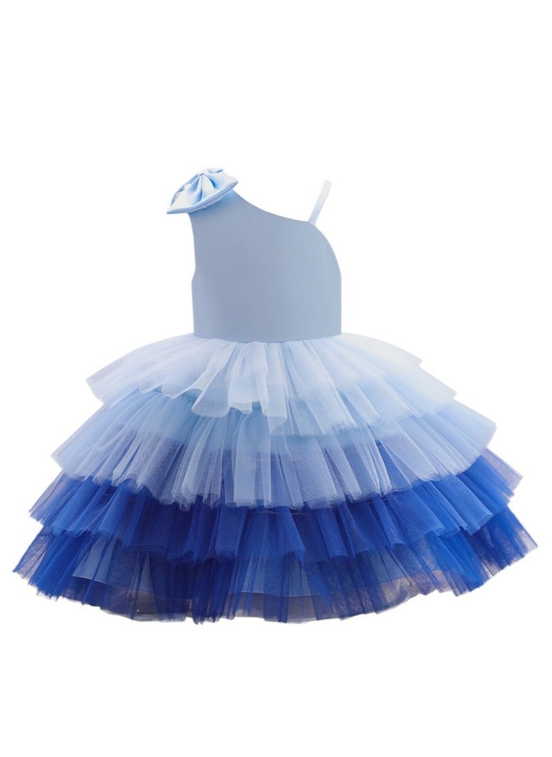 D' Daniela - Emelly Blue Colorful Party Dress