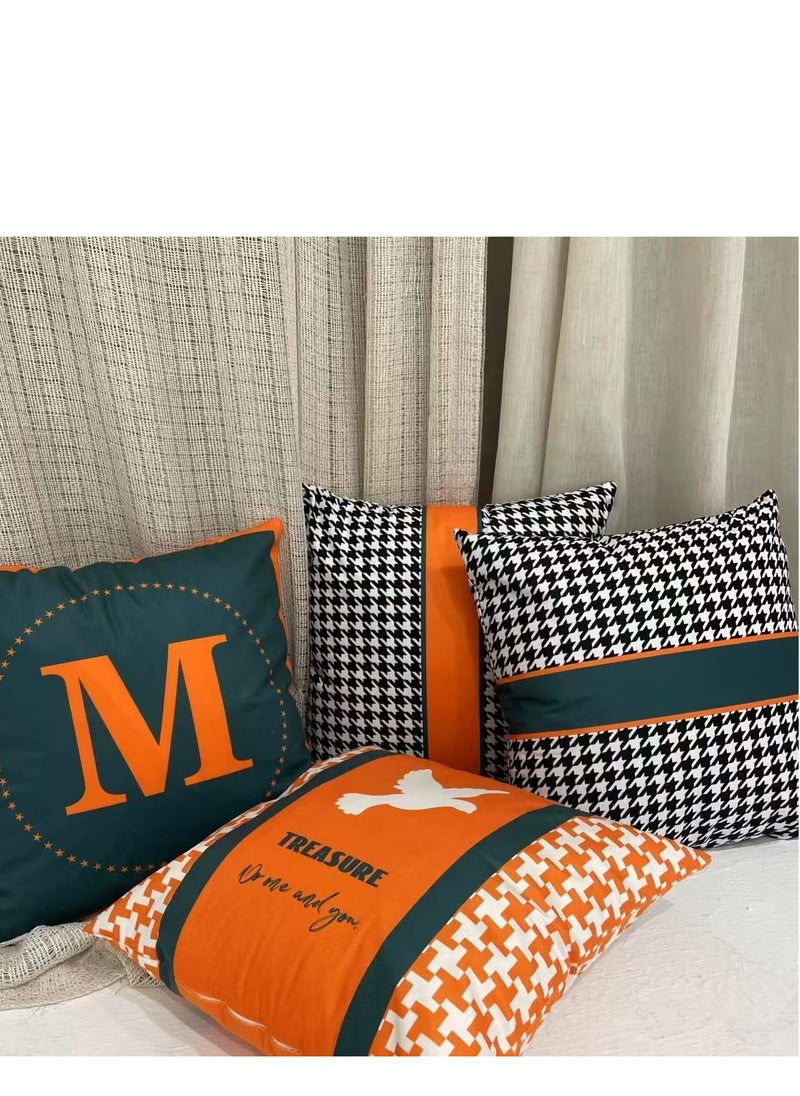 Cushion Covers Sets of 4, Modern Sofa Throw Pillow Cover, Decorative Outdoor Linen Fabric Pillow Case for Couch Bed Car Home Sofa Couch Decoration 45x45cm