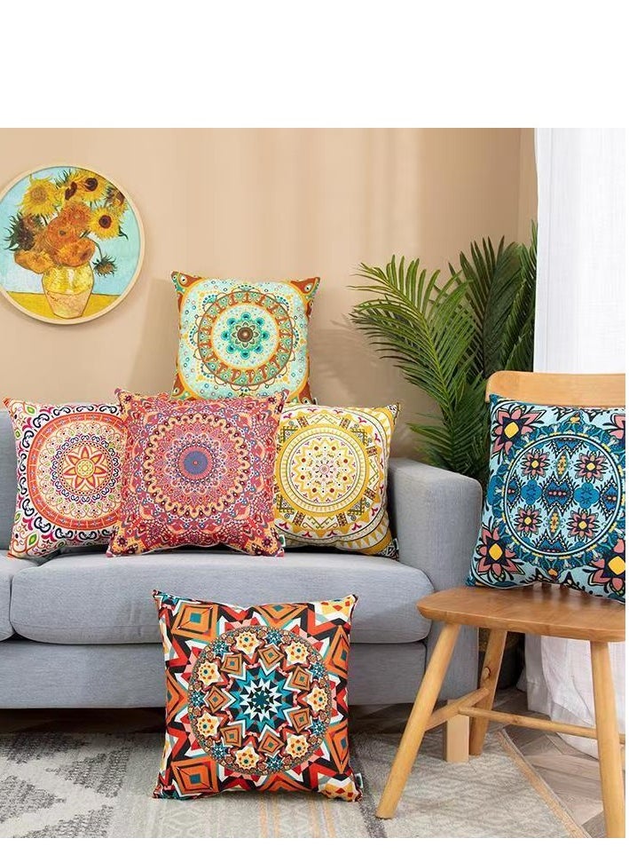 Cushion Covers Sets of 4, Bohemian style Sofa Throw Pillow Cover, Decorative Outdoor Linen Fabric Pillow Case for Couch Bed Car Home Sofa Couch Decoration 45x45cm