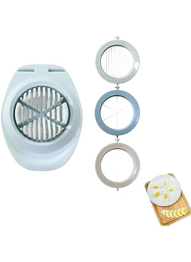 Egg Slicer for Hard Boiled Eggs,Easy to Cut Egg into Slices, Wedge and Dices, Sturdy ABS Body with Stainless Steel Wires,Non-slip Feet,Dishwasher Safe, BPA Free (Light Blue)