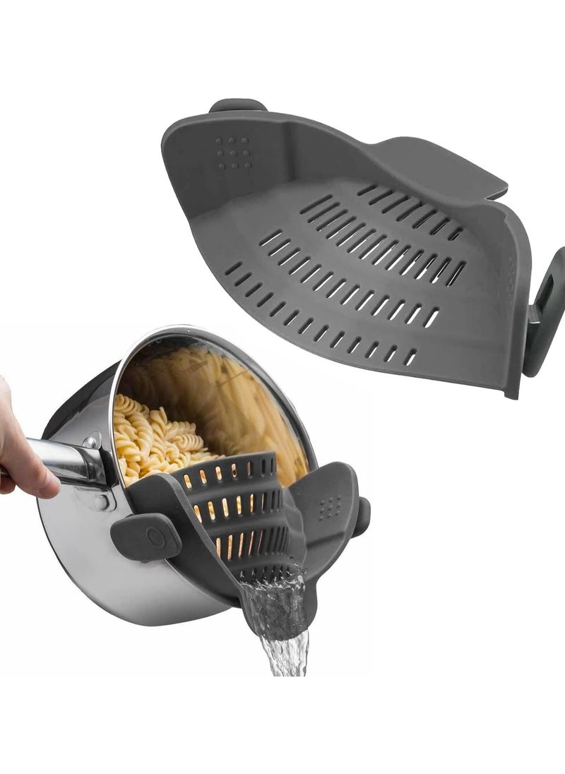 Kitchen Gizmo Snap N Strain Pot Strainer and Pasta Strainer - Adjustable Silicone Clip On Strainer for Pots, Pans, and Bowls -