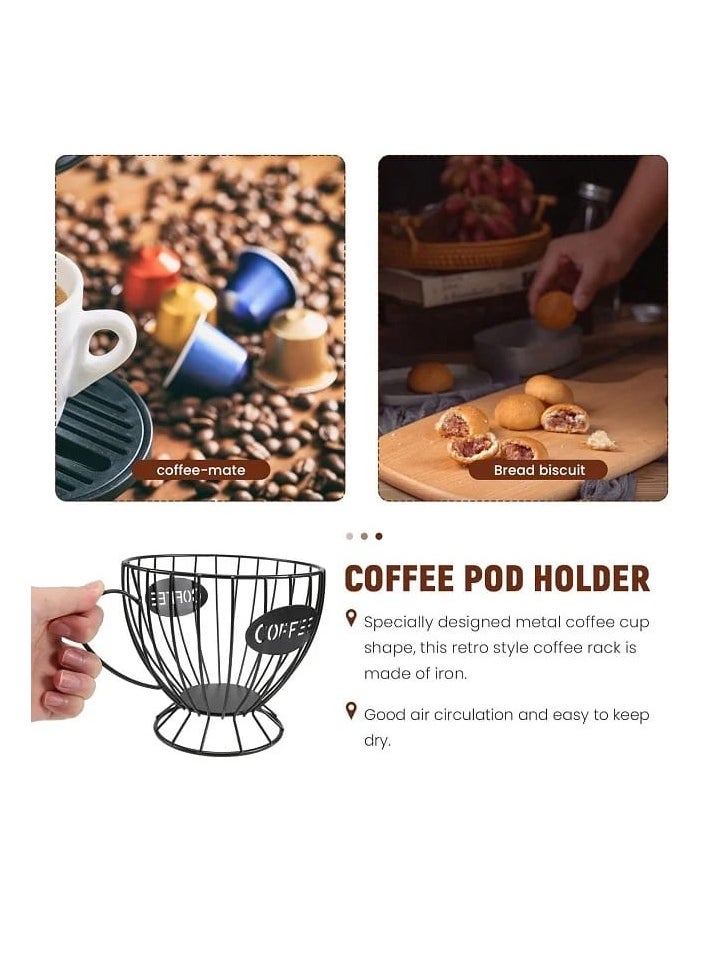 Liying Coffee Capsule Basket for Counter Coffee Table Bar, Metal Espresso Pod Keeper Storage for Home Cafe Hotel, (Black)