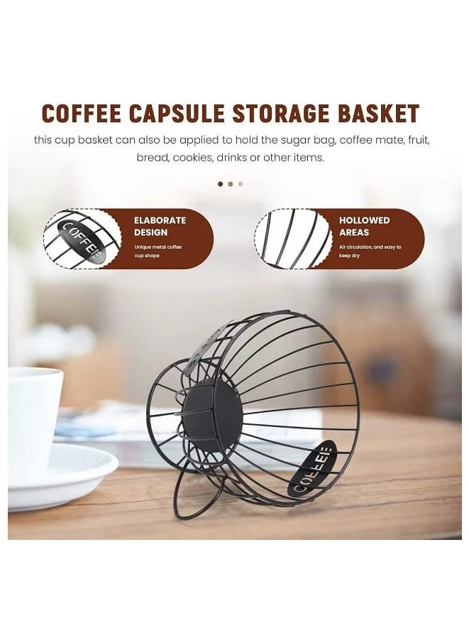 Liying Coffee Capsule Basket for Counter Coffee Table Bar, Metal Espresso Pod Keeper Storage for Home Cafe Hotel, (Black)