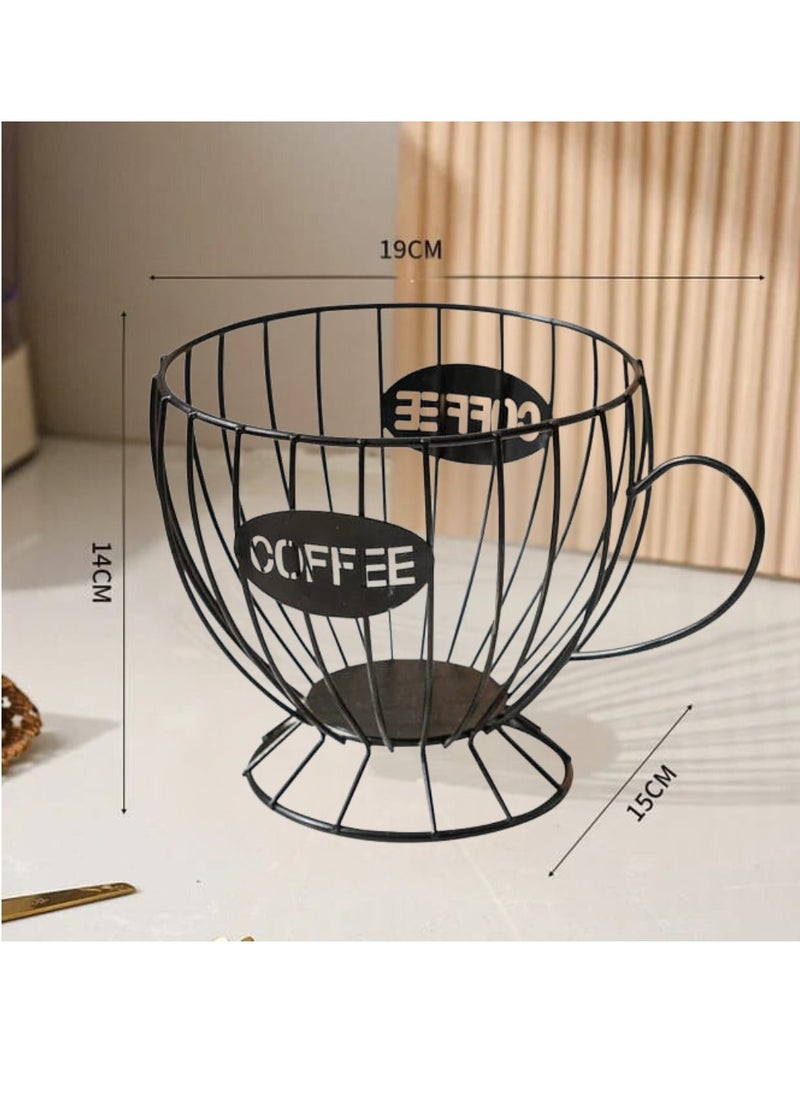 Liying Coffee Capsule Basket for Counter Coffee Table Bar, Metal Espresso Pod Keeper Storage for Home Cafe Hotel, (Black)