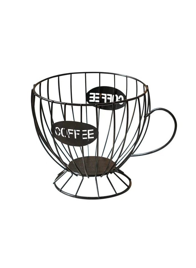 Liying Coffee Capsule Basket for Counter Coffee Table Bar, Metal Espresso Pod Keeper Storage for Home Cafe Hotel, (Black)