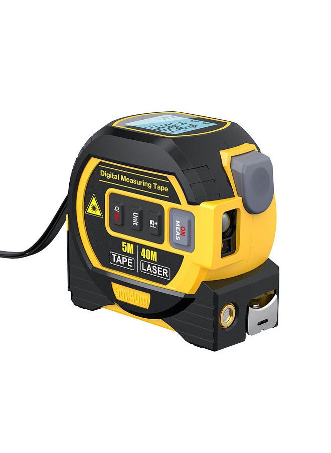 3in1 Laser Rangefinder 5m Tape Measure Ruler LCD Display with Backlight Distance Meter Building Measurement Device Area Volumes Surveying Equipment