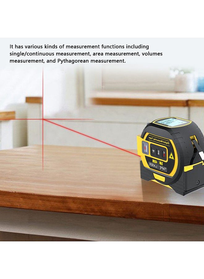 3in1 Laser Rangefinder 5m Tape Measure Ruler LCD Display with Backlight Distance Meter Building Measurement Device Area Volumes Surveying Equipment