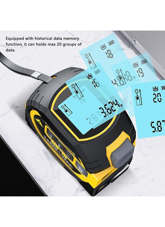 3in1 Laser Rangefinder 5m Tape Measure Ruler LCD Display with Backlight Distance Meter Building Measurement Device Area Volumes Surveying Equipment