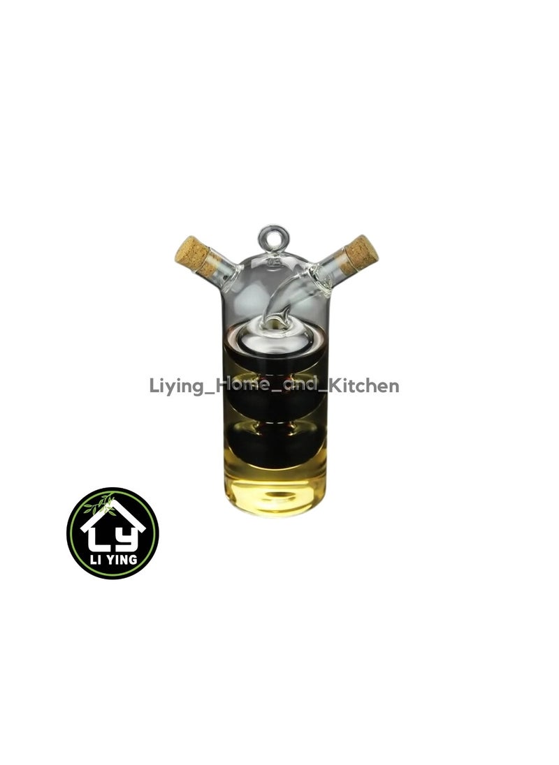 Liying 1Pcs Premium Glass Elegant Long 2in1 Oil and Vinegar Dispenser for Kitchen | for Salad Dressing & Cooking | 350ML (Big)