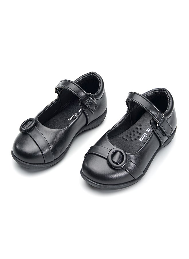 Stylish Black Mary Jane School Shoes with Hook and Loop Closure for Girls