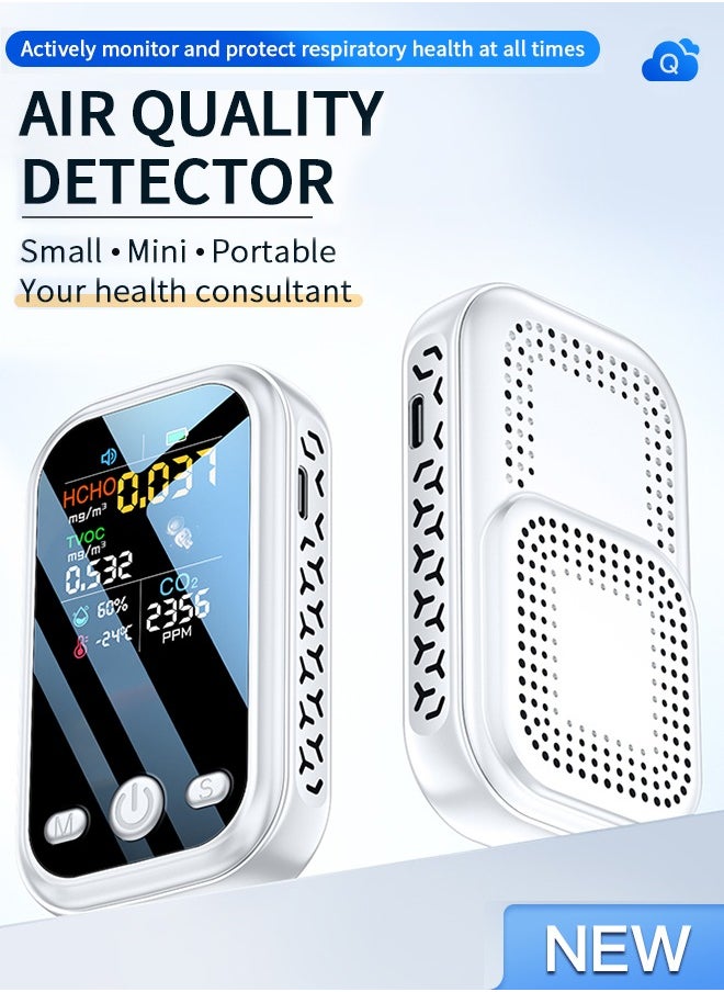 CO2 Detector Upgraded Mini CO2 Monitor Meter Portable Multi-Function 5-in-1 Air Quality Monitor Carbon Dioxide Detector Temperature and Humidity Detector Travel-Size for Home Indoor Outdoor