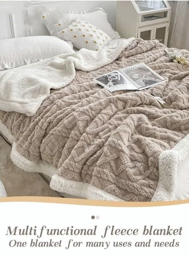 Double-sided Blanket Simple Solid Color Blanket Three-dimensional Jacquard Design On The Surface Soft And Skin-friendly Breathable And Warm Blanket 180*200cm Brown