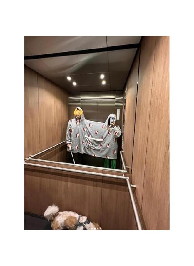 Couple Pajamas, Funny Popcorn Flannel Couple Matching Pajamas, Oversized Hoodies Sweatshirts, Thickened Home Clothes with Pockets