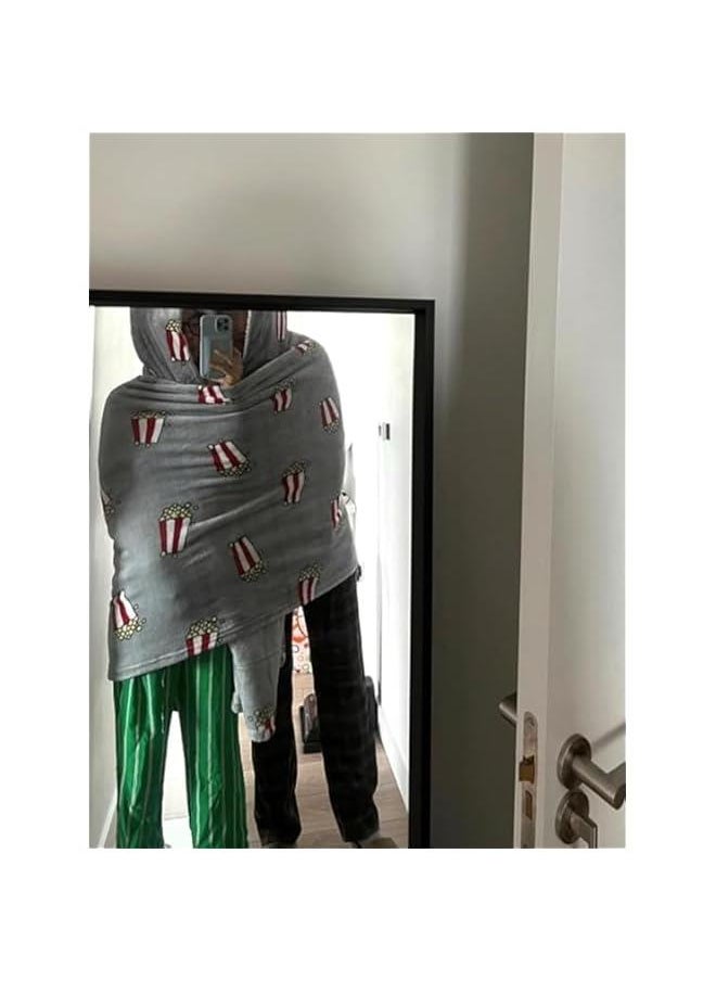 Couple Pajamas, Funny Popcorn Flannel Couple Matching Pajamas, Oversized Hoodies Sweatshirts, Thickened Home Clothes with Pockets