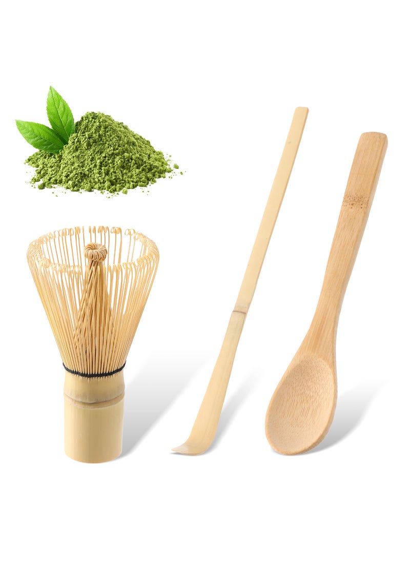 3-Piece Bamboo Matcha Whisk Set – Includes Traditional Whisk, Scoop, and Tea Spoon for Perfect Matcha Tea Preparation