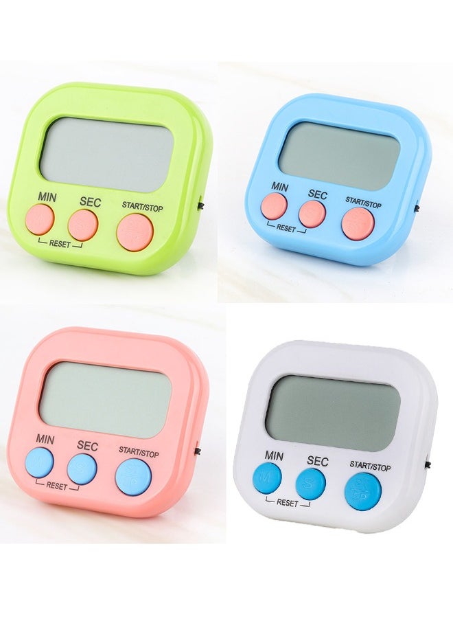 4pcs different color LCD digital kitchen countdown magnetic timer suitable for various occasions