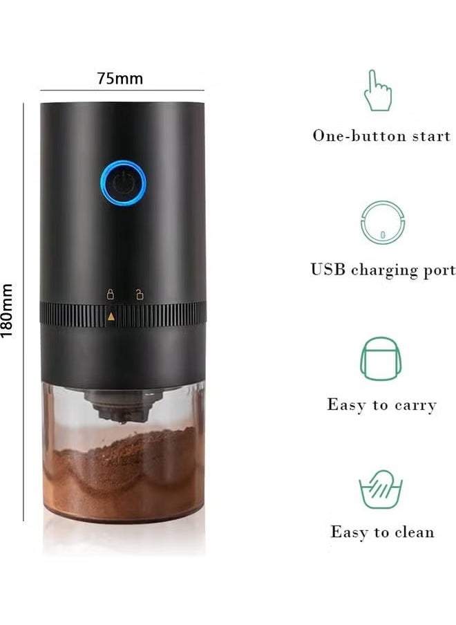 Portable Electric Coffee Grinder,13.0 W Grinder (black 7.5*7.5*18cm)