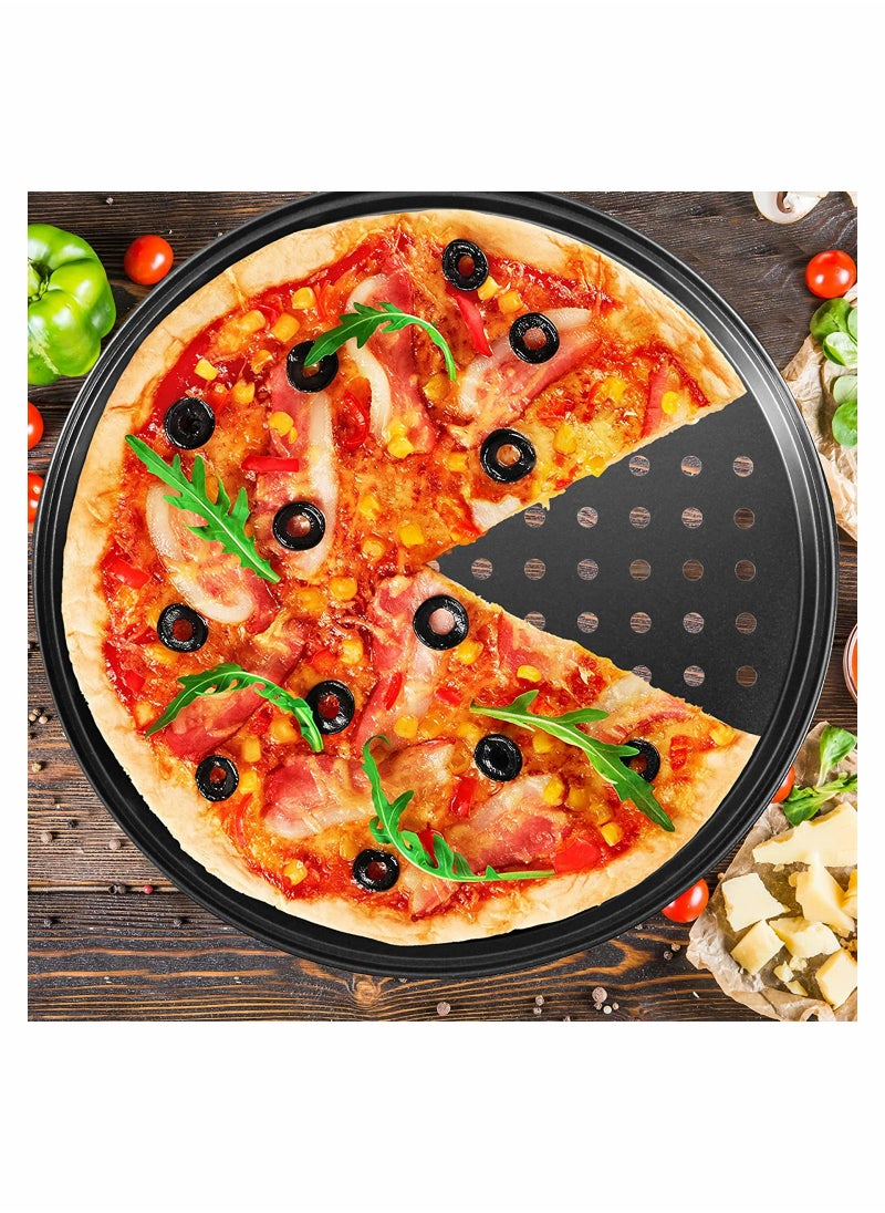 12 Inch Nonstick Perforated Pizza Steel Pan for Crispy Oven Baking Perfect for Home and Restaurant