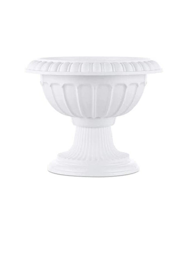 𝐅𝐅𝐃 White Wedding Flower Vase Classic Urn Planter – Traditional Roman Style Plastic Pedestal Flower Pot for Indoor u0026 Outdoor Use – Ideal for Garden, Patio, Front Porch, Party Décor, Floral Ar