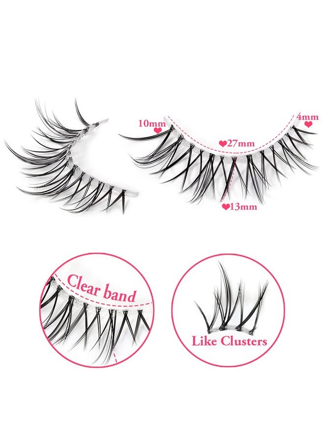 Ashes Natural Look Japanese Anime Lashes Korean Asian Wispy Spiky Lashes With Clear Band Short Fake Eyelash 10 Pairs Pack By Outopen