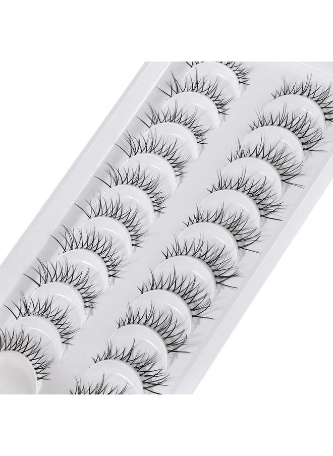 Ashes Natural Look Japanese Anime Lashes Korean Asian Wispy Spiky Lashes With Clear Band Short Fake Eyelash 10 Pairs Pack By Outopen