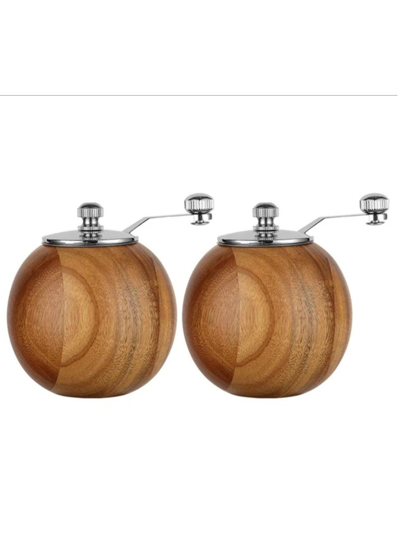 Liying Wooden Manual Salt and Pepper Grinder Set, for Kitchen,Refillable and Adjustable Wooden Shakers for Pepper Salt Spices