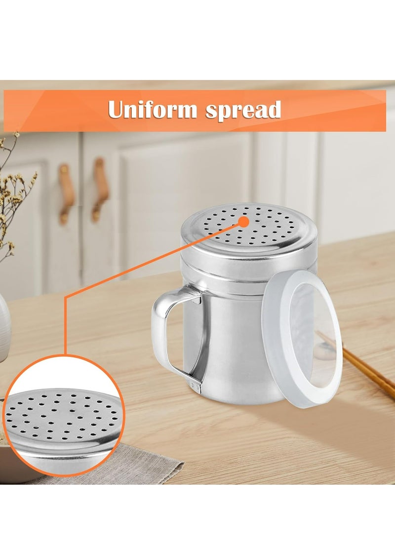 2Pcs Metal Salt Pepper Dredge Shakers Seasoning Jar Spice Shakers with Handle Hole And Cover(Medium-10OZ)