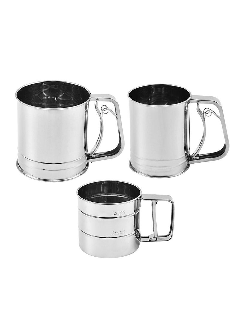 3-Piece Stainless Steel Cup-type Semi-automatic Flour Sieve