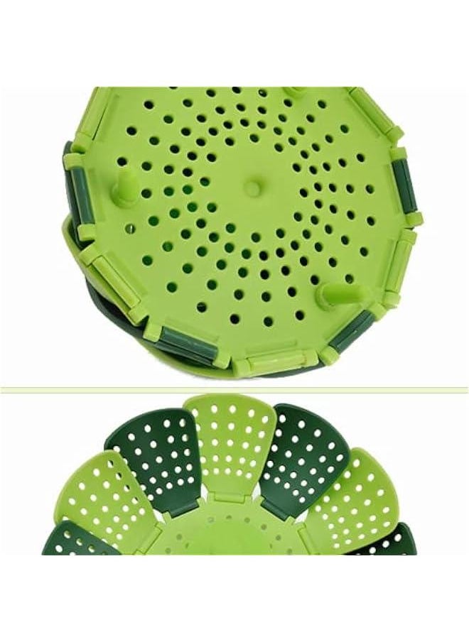 Collapsible Colander, Silicone Food Strainer, Vegetable and Fruit Can Foldable Strainer Colander Dishwasher, Multifuntional New Utensil, Fruit and Vegetable Basket (Green)