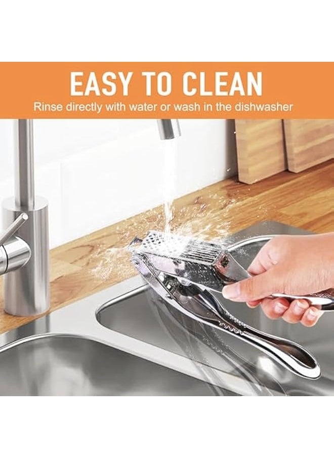 2-in-1 Garlic Press and Slicer, Effortlessly Crush, Slice, and Mince Garlic with Versatile Kitchen Tool, Ideal for Home Cooks and Professional Chefs (Silvery)