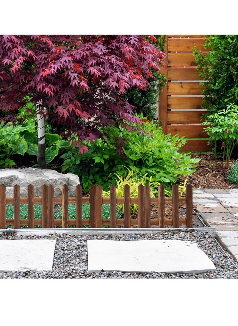 𝐅𝐅𝐃 Wooden Garden Fence Panels – Interlocking Lawn Edging for Landscaping, Flower Beds, Paths u0026 Outdoor Décor | Solid Wood, Moisture-Proof, Anti-UV, Durable u0026 Stylish | Heights: 30cm-90cm