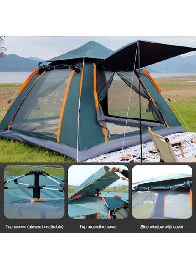 6 Person Camping Tent Automatic Instant Pop-Up Tent Lightweight Portable Tent Outdoor Camping Waterproof Windproof Camping Tent and Mesh Windows 2 Doors with Carry Bag