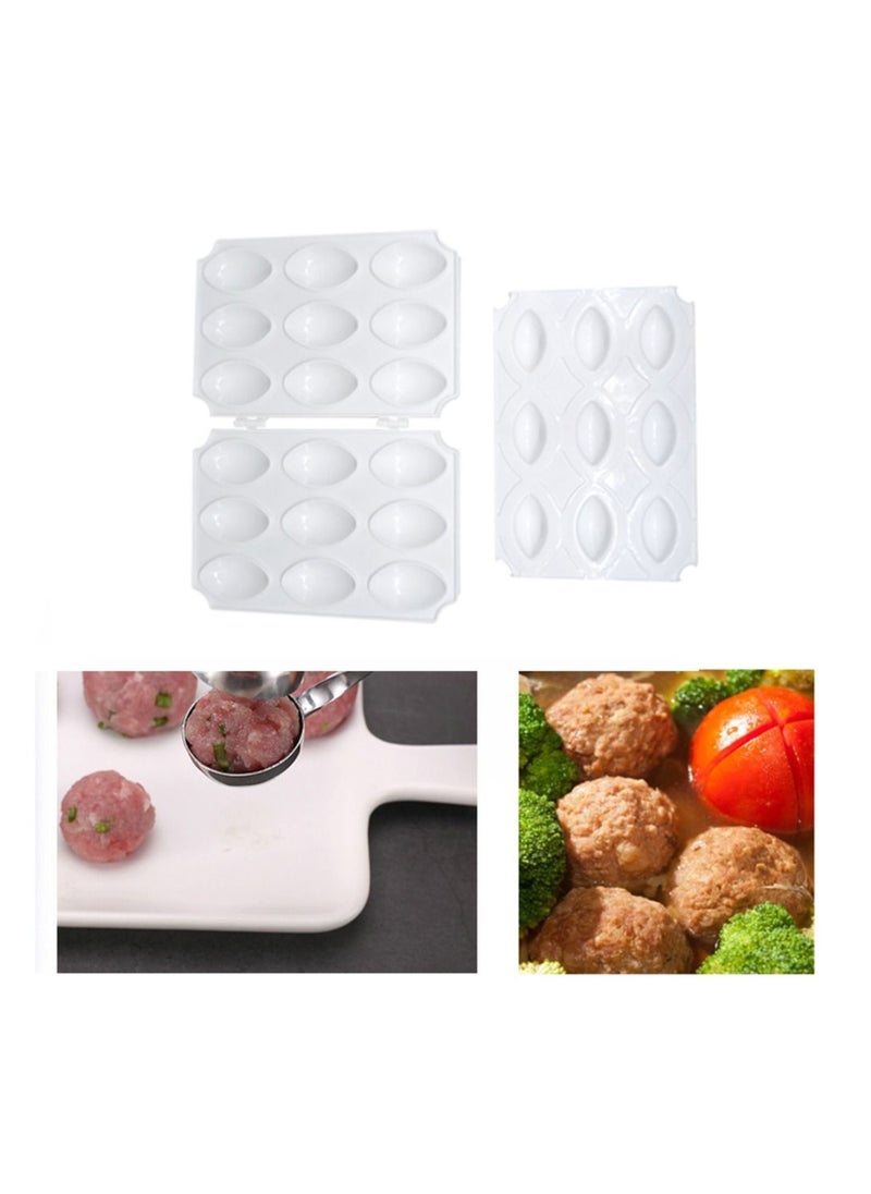 Kibbeh Rolls Maker Mold Meatball Mold Processor Manual Meatloaf Maker Press Tool DIY Upgrade 9 Grids 7 cm Large Size Homemade Meat Maker Kitchen Accessories